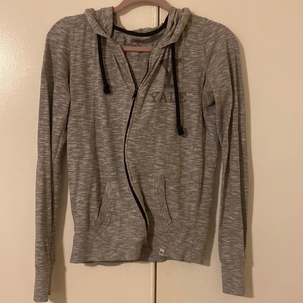 Grey zip up hoodie Yale